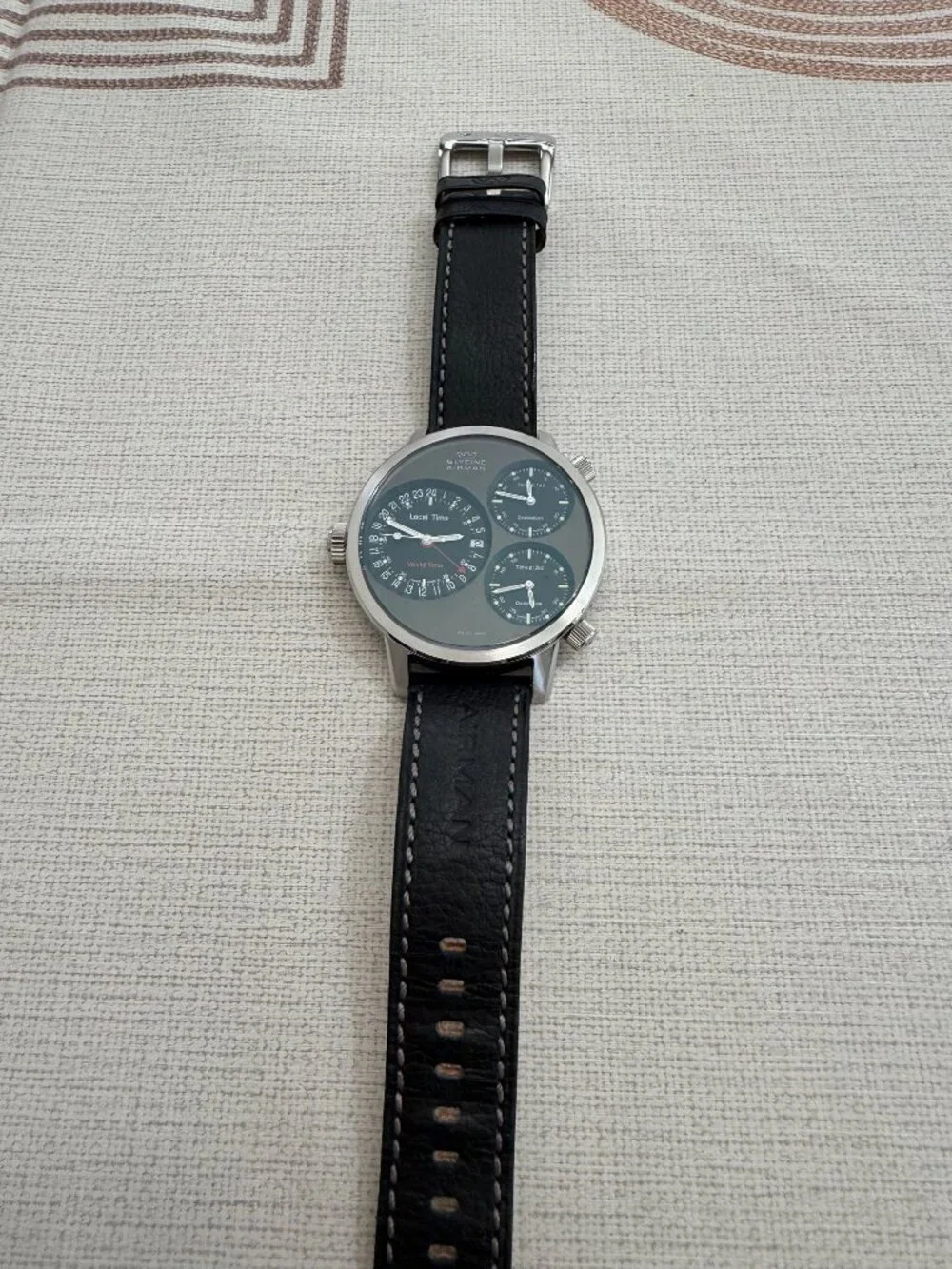 GLYCINE Airman 7  GMT  Triple Automatic Black Grey Swiss Made Watch - Picture 5 of 11